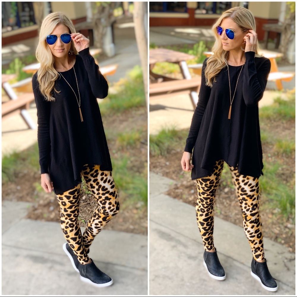 PLUS Camel Leopard Print Leggings - Picture 2 of 4